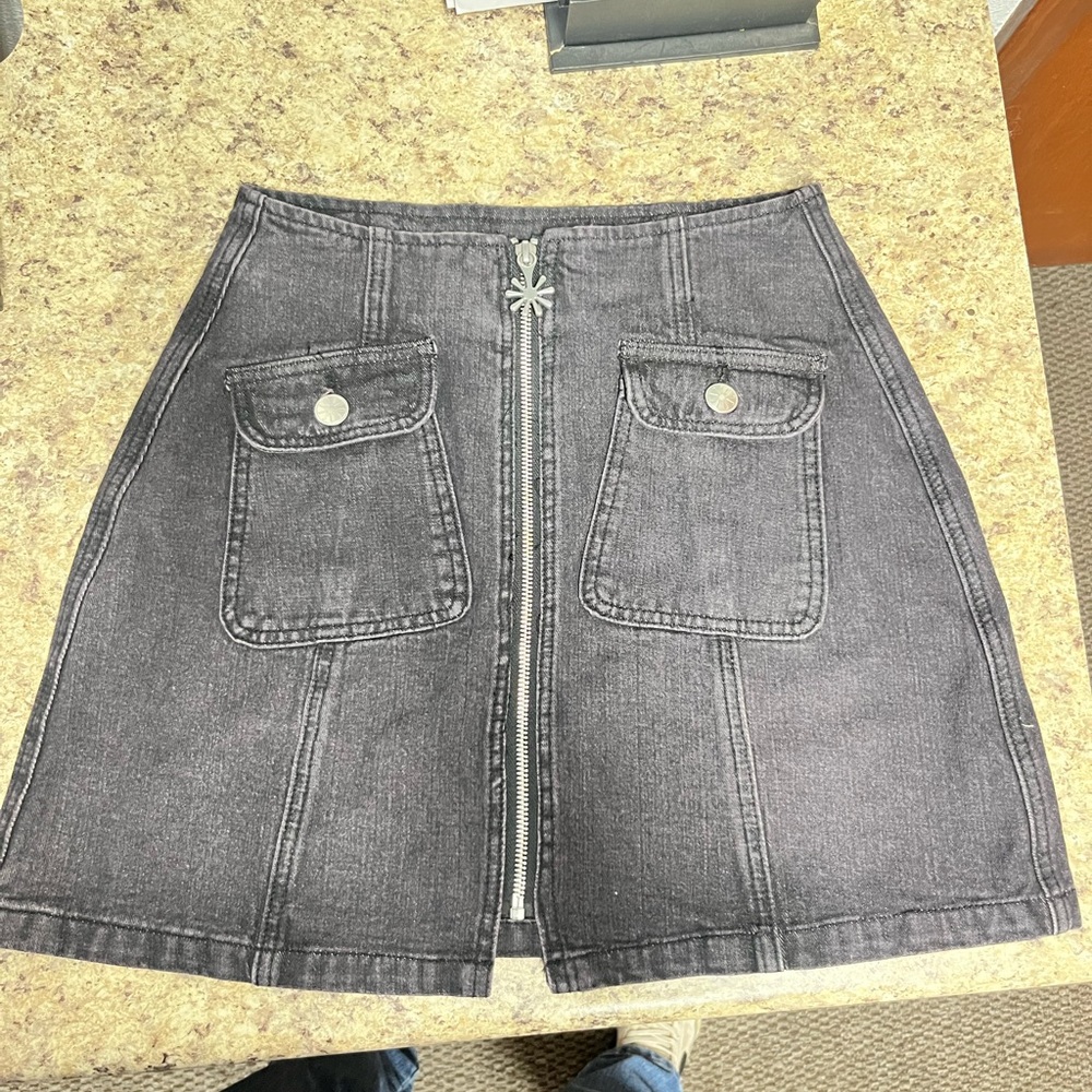 dELiA*s x Dolls Kill Black Denim Full Zip Mini Skirt